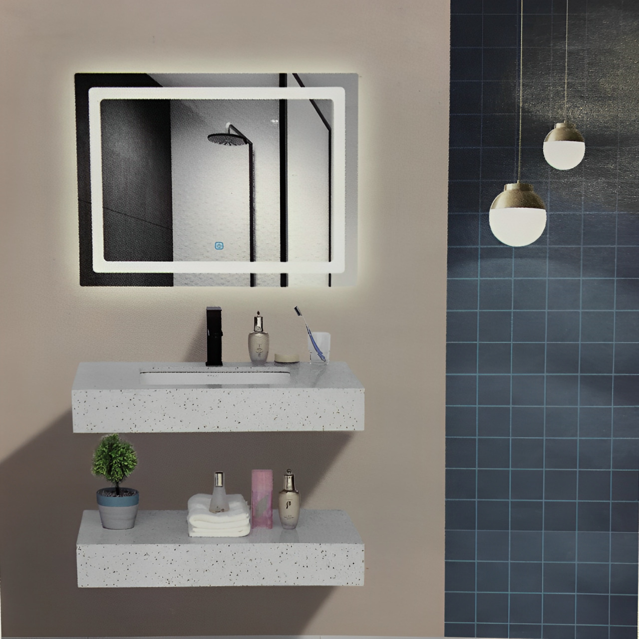 BỘ LAVABO BÀN ĐÁ CAO CẤP BĐ-57N (thạch anh)