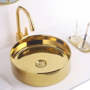 CHẬU LAVABO ĐẶT BÀN TRÒN MẠ VÀNG SD-L026 Q-SADO
