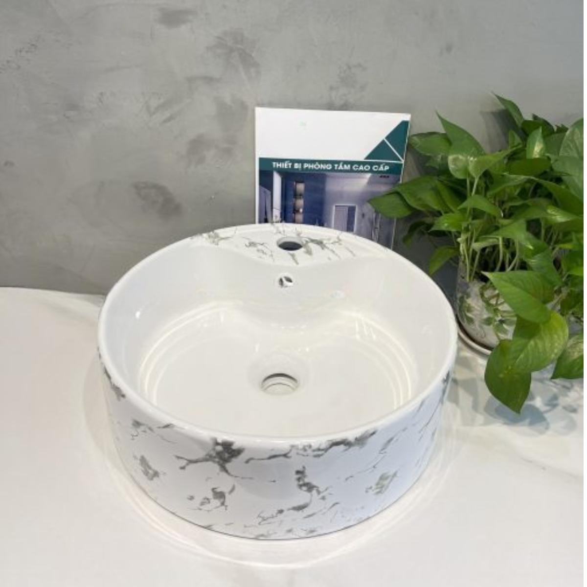 LAVABO SỨ TRẮNG VÂN MÂY SD-L5042 Q-SADO