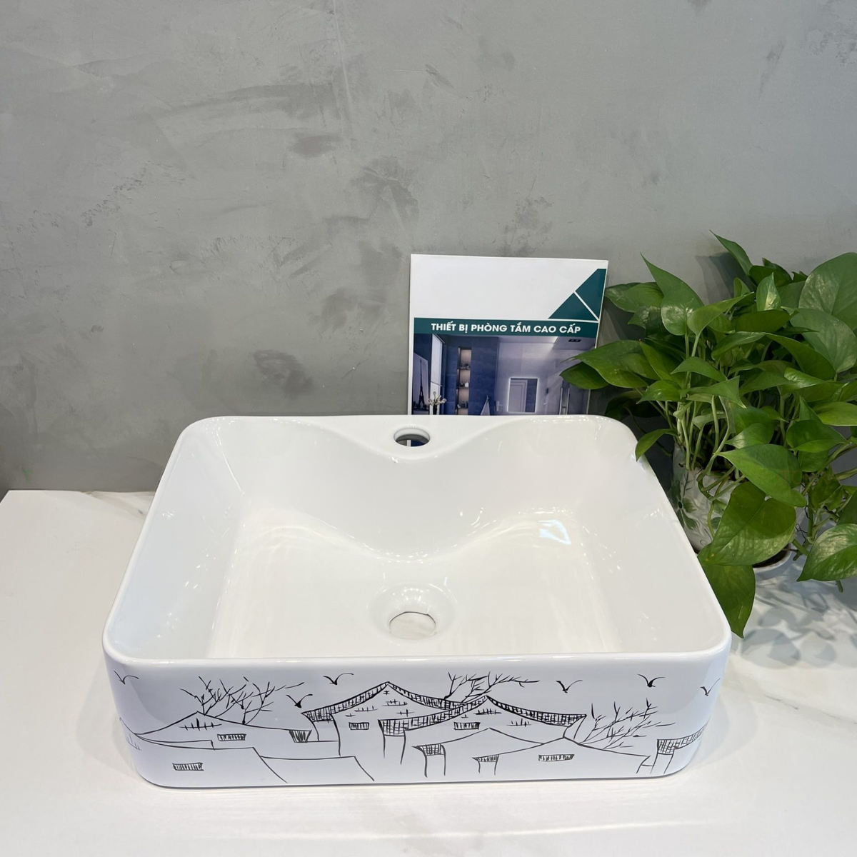 LAVABO SỨ TRẮNG VUÔNG SD-L5110 Q-SADO