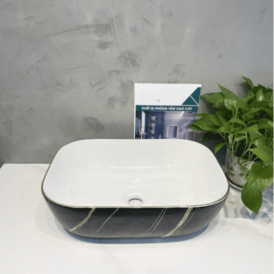 LAVABO SỨ ĐEN KẺ VUÔNG SD-L5118 Q-SADO