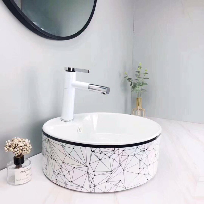 LAVABO SỨ TRẮNG ĐƯỜNG KẺ SD-L5040 Q-SADO