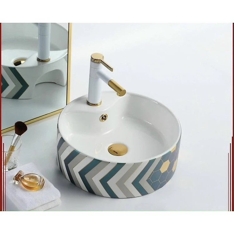 LAVABO SỨ XANH NGỌC TRÒN SD-L5114 Q-SADO