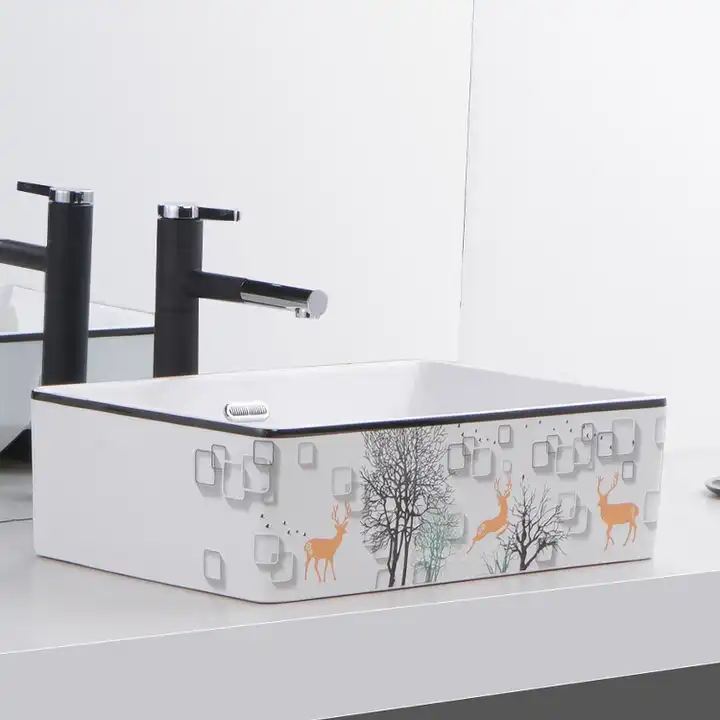 LAVABO SỨ TRẮNG HOA VĂN SD-L5075 Q-SADO
