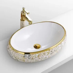 LAVABO SỨ TRẮNG HOA VĂN SD-L5016 Q-SADO