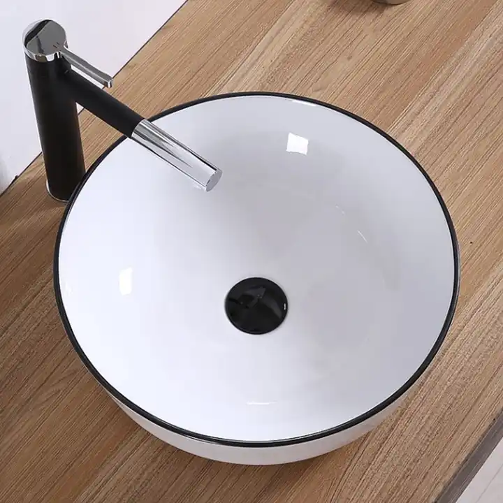 LAVABO SỨ TRẮNG VIỀN XANH SD-L5046 Q-SADO