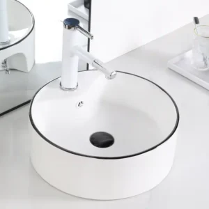 CHẬU LAVABO ĐẶT BÀN TRÒN SỨ TRẮNG SD-L007 Q-SADO