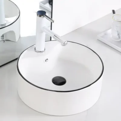 CHẬU LAVABO ĐẶT BÀN TRÒN SỨ TRẮNG SD-L007 Q-SADO