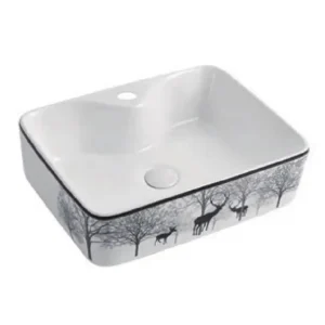 CHẬU LAVABO ĐẶT BÀN VUÔNG SỨ TRẮNG SD-L014 Q-SADO