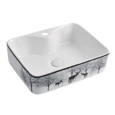 CHẬU LAVABO ĐẶT BÀN VUÔNG SỨ TRẮNG SD-L014 Q-SADO
