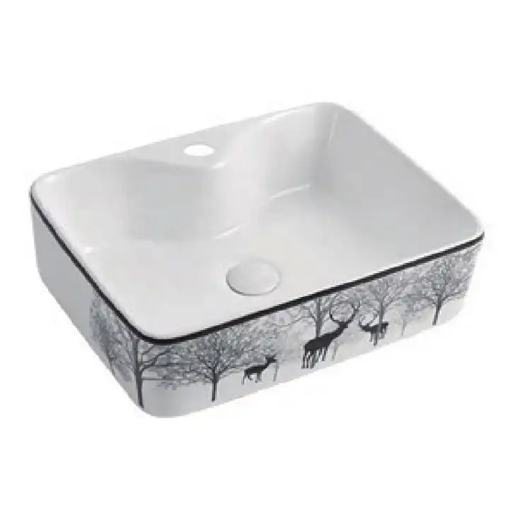 CHẬU LAVABO ĐẶT BÀN VUÔNG SỨ TRẮNG SD-L014 Q-SADO