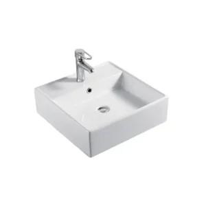 CHẬU LAVABO ĐẶT BÀN VUÔNG SỨ TRẮNG SD-L004 Q-SADO