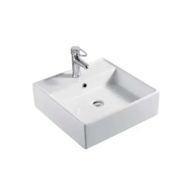 CHẬU LAVABO ĐẶT BÀN VUÔNG SỨ TRẮNG SD-L004 Q-SADO