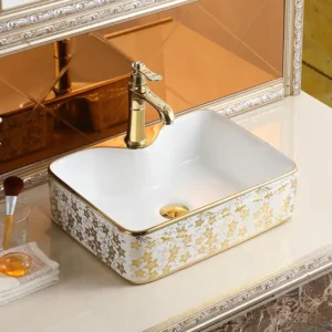 CHẬU LAVABO ĐẶT BÀN VUÔNG SỨ TRẮNG SD-L024 Q-SADO