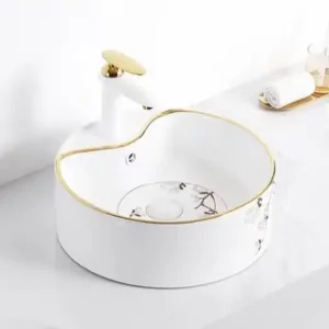 CHẬU LAVABO ĐẶT BÀN TRÒN SỨ TRẮNG SD-L016 Q-SADO