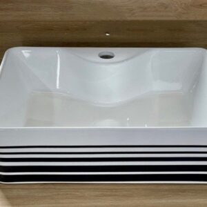 LAVABO SỨ TRẮNG VIỀN ĐEN SD-L5028 Q-SADO