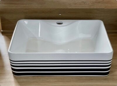 LAVABO SỨ TRẮNG VIỀN ĐEN SD-L5028 Q-SADO