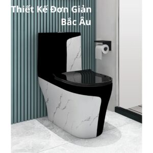 Bồn Cầu 1 Khối Đen Vân Mây SD-C9227