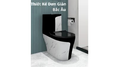 Bồn Cầu 1 Khối Đen Vân Mây SD-C9227