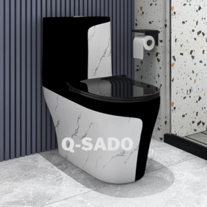 Bồn Cầu 1 Khối Trắng Vân Mây Kết Hợp Đen Cao Cấp Q-SADO SD-C9227