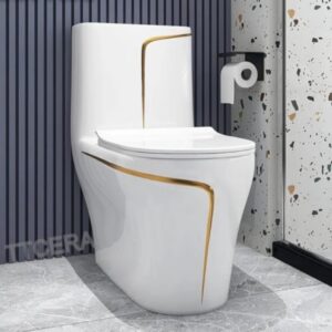 BỒN CẦU 1 KHỐI TRẮNG VIỀN CHỈ VÀNG SD-C031