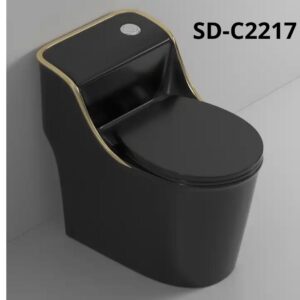 BỒN CẦU TRỨNG 1 KHỐI ĐEN VIỀN VÀNG Q-SADO SD-C2217