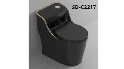 BỒN CẦU TRỨNG 1 KHỐI ĐEN VIỀN VÀNG Q-SADO SD-C2217