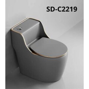 BỒN CẦU TRỨNG 1 KHỐI XÁM VIỀN VÀNG Q-SADO SD-C2219