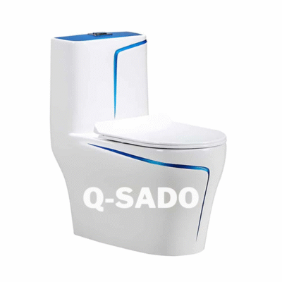 Bồn cầu 1 khối viền xanh cổ điển Q-SADO SD-C032