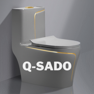 Bồn Cầu 1 Khối Q-SADO Cao Cấp Xám Viền Vàng SD-C9226