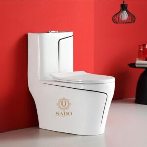 BỒN CẦU 1 KHỐI TRẮNG VIỀN CHỈ ĐEN SD-C030