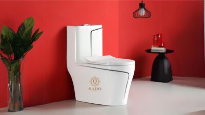 BỒN CẦU 1 KHỐI TRẮNG VIỀN CHỈ ĐEN SD-C030