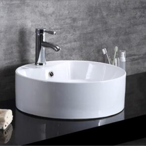 CHẬU LAVABO ĐẶT BÀN TRÒN SỨ TRẮNG SD-L001 Q-SADO
