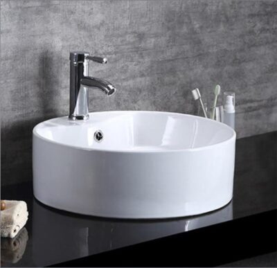 CHẬU LAVABO ĐẶT BÀN TRÒN SỨ TRẮNG SD-L001 Q-SADO