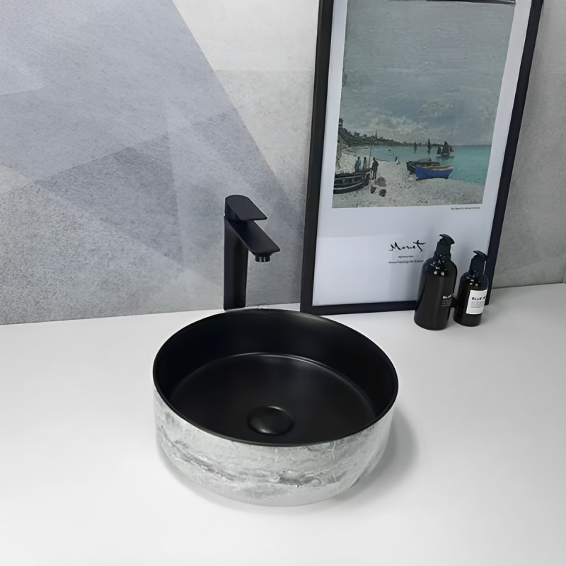 LAVABO SỨ TRẮNG XÁM ĐEN SD-L5082 Q-SADO