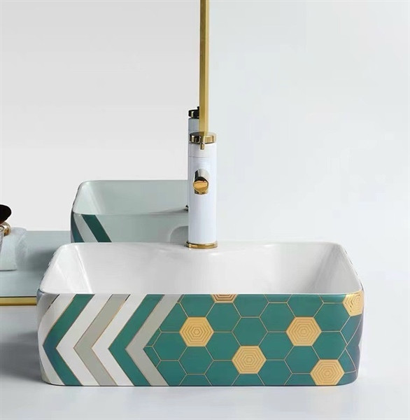 LAVABO SỨ XANH NGỌC VUÔNG SD-L5115 Q-SADO